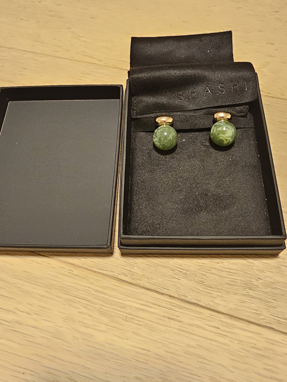 Shashi Green Marble Drop Earrings